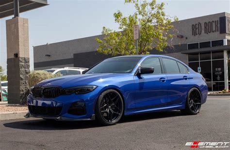 Staggered 20 Inch Variant Xenon in Satin Black on a 2019 BMW 330i G20 ...