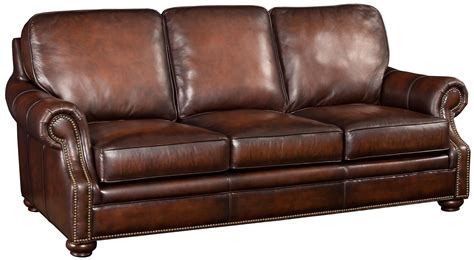 Hamilton Home SS185 Brown Leather Sofa with Wood Exposed Bun Foot ...