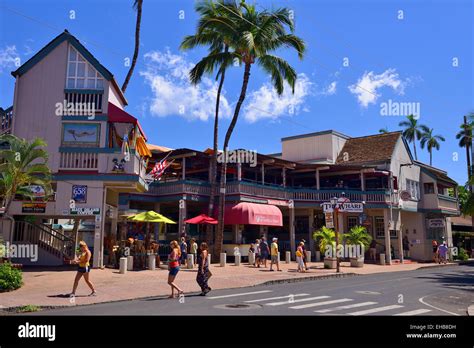 Shops and restaurants on Front Street, Lahaina, Maui, Hawaii, USA Stock ...