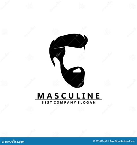 Masculine Man Logo Icon Vector with Beard, Handsome Cool Dignified ...