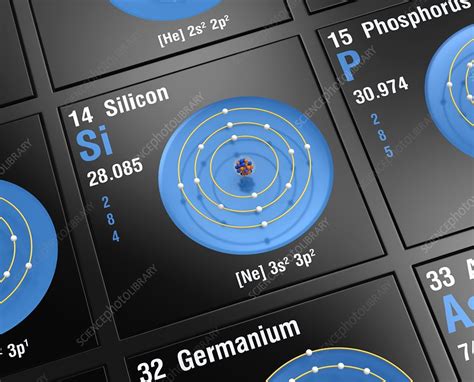 Silicon, atomic structure - Stock Image - C045/6353 - Science Photo Library