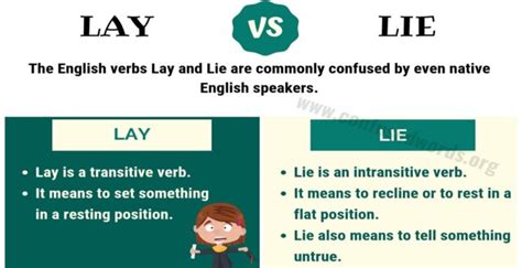 LAY vs LIE: How to Use Lie vs Lay Correctly? - Confused Words