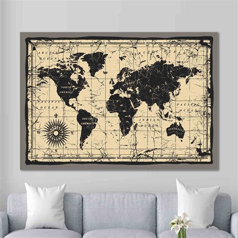 Wall art Old World Map, Old Map Canvas Art, Old World Map Ca - Inspire ...