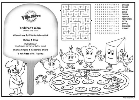 PM122-Pizza-2-Kids-Menu-Placemats - Restaurant Menu Covers by MenusPlus