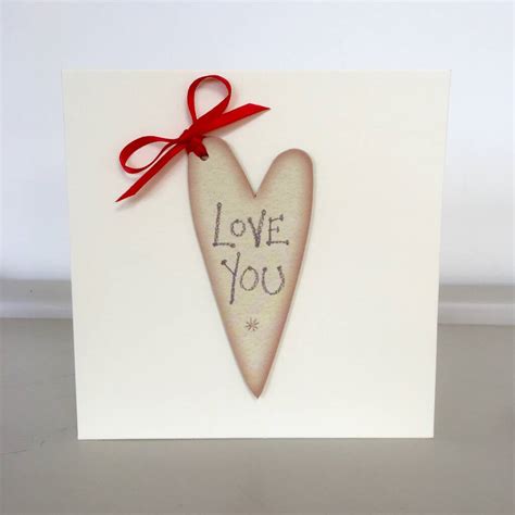 Love You Heart Handmade Card With Bow By Chapel Cards