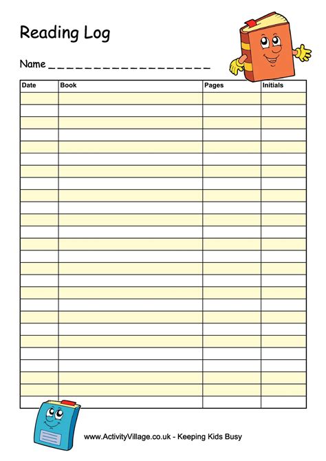 Free Printable Reading Log