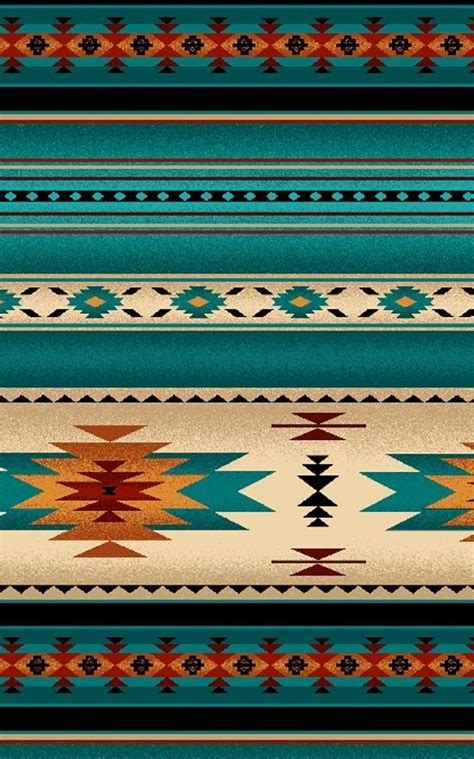 NATIVE AMERICAN INDIAN BLANKET FABRIC TURQUOISE 30 available by the 1/2 ...