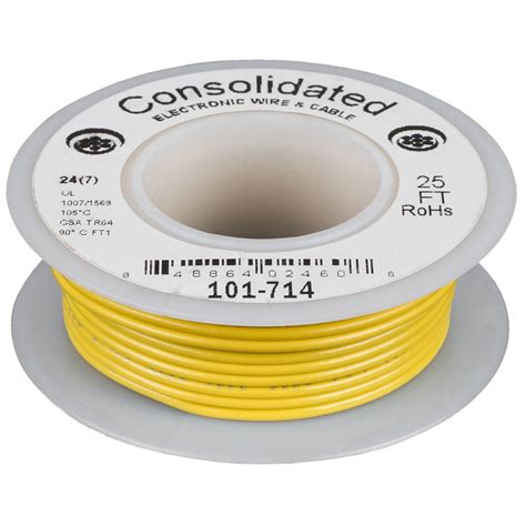 Consolidated Stranded 24 AWG Hook-Up Wire 25 ft. Yellow UL R ...