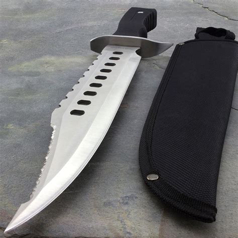 17" LARGE SURVIVAL BOWIE HUNTING KNIFE w/ SHEATH Military Fixed Blade ...