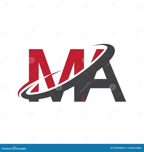 MA Initial Logo Company Name Colored Red and Black Swoosh Design ...