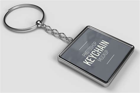 Rounded Square Keychain Mockup — Medialoot