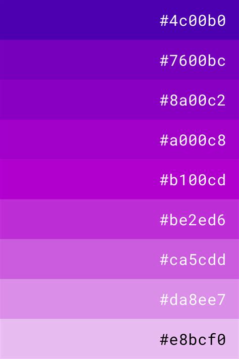 Purple color palette | Hex color palette, Digital paint color, Purple ...