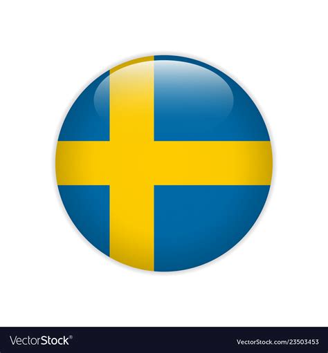 Sweden flag on button Royalty Free Vector Image