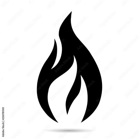 Fire flame icon. Black icon isolated on white background. Fire flame ...