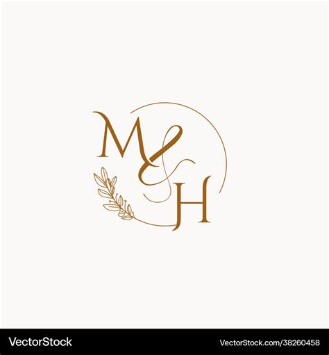 Mh initial wedding monogram logo Royalty Free Vector Image