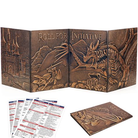 Buy DND DM Screen 5e, D&D Dungeon Master Screen 3D Faux Leather 4 Panel ...