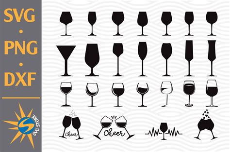 Wine Glasses SVG, PNG, DXF Digital Files Include (761893) | Cut Files ...