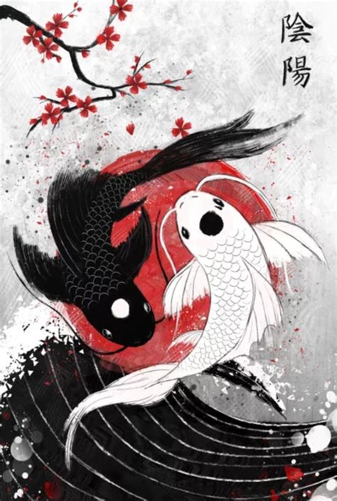 Stunning Yin and Yang Koi Art Print | Koi art, Japanese artwork, Koi ...