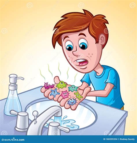 Startled Boy Staring At Germs On Hands Royalty-Free Stock Image ...