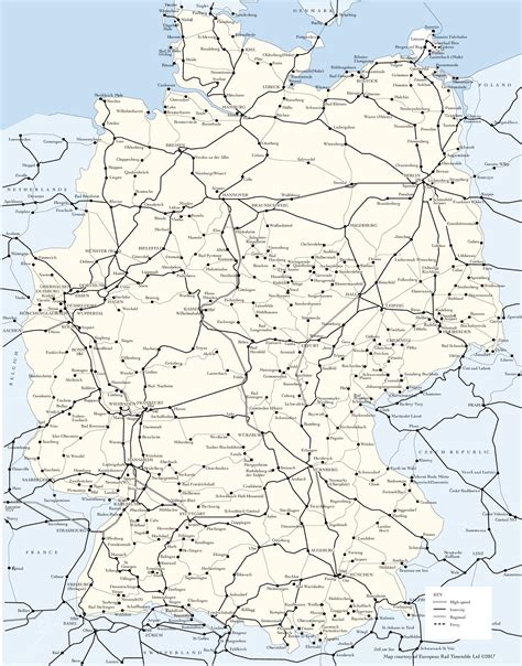 Germany train map - Map of Germany train routes (Western Europe - Europe)