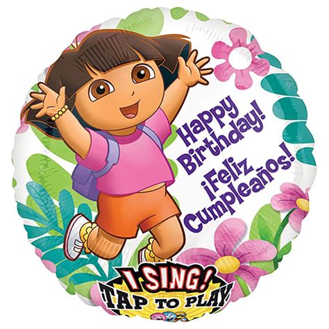 LOONBALLOON Singing Balloons, 28″ DORA BIRTHDAY/ CUMPLEANOS SING-A-TUNE ...