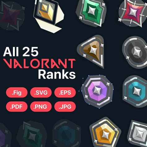 all 25 valorant rank icons for the game's user interfaces, with ...