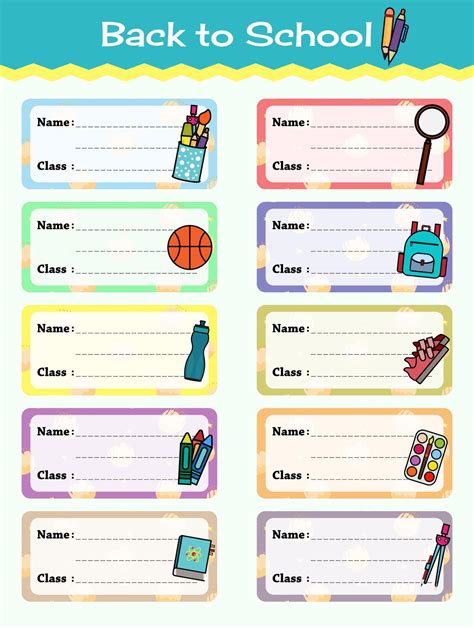 Notebook Labels Vector Template Design. School Book Labels Template ...