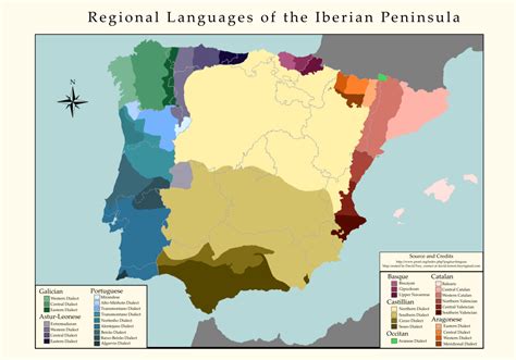 Regional languages of the Iberian Peninsula. - Maps on the Web