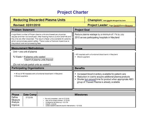 Project On A Page Example