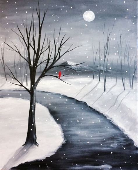 87 Original Winter Paintings on Canvas