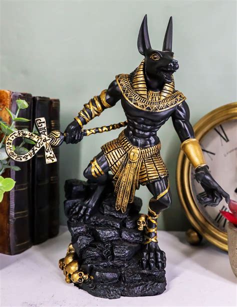 Buy Ebros Ancient Egyptian Jackal God Anubis with Ankh Staff Spear ...