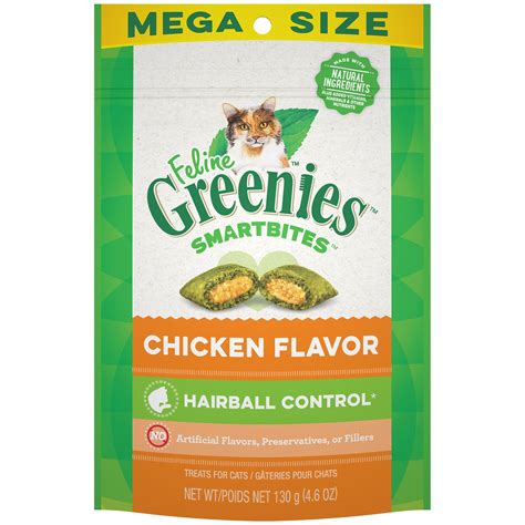 Feline Greenies Smartbites Chicken Flavored Hairball Control Cat Treats ...