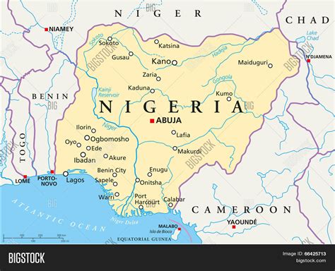 Nigeria Political Map Vector & Photo (Free Trial) | Bigstock