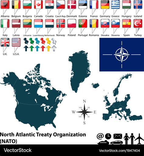 Nato map with flags Royalty Free Vector Image - VectorStock