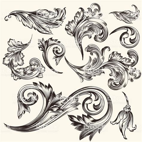 Vector set of calligraphic elements for design. Calligraphic vector ...