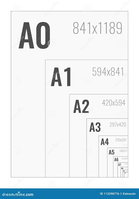 Standard Paper Sizes a Series from A0 To A10 Stock Vector ...