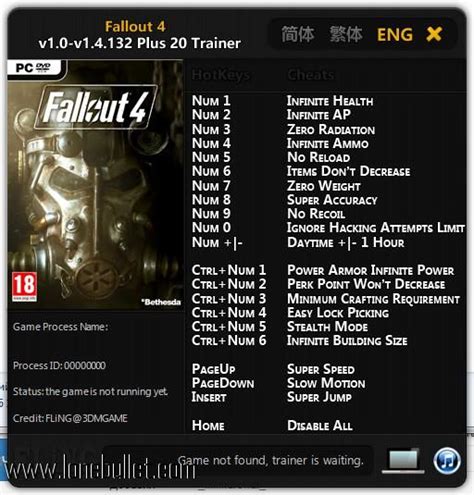 Download Fallout 4 V1.0 - V1.1.30 20 Trainer for Fallout 4 at breakneck ...