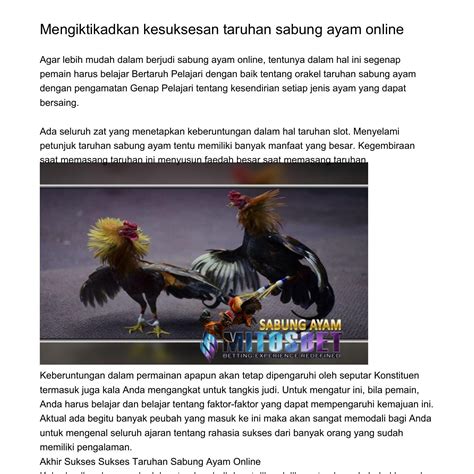 Memercayakan kemajuan taruhan sabung ayam onlineqhlkg.pdf.pdf | DocDroid