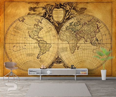 Old Vintage World Map Wallpaper Mural | ubicaciondepersonas.cdmx.gob.mx