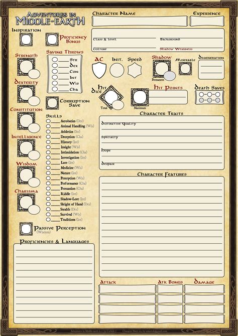 Antariuk - D&D 5E - Adventures in Middle-earth - Character Sheet