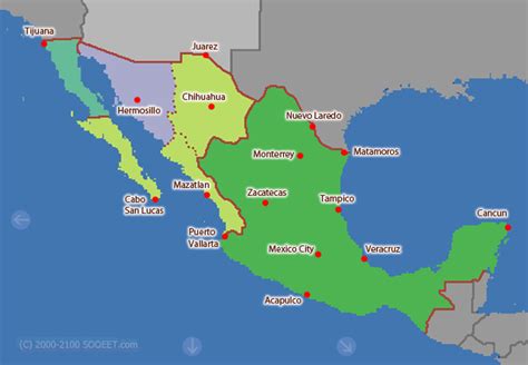 Time Zone Map Mexico – Map Vector