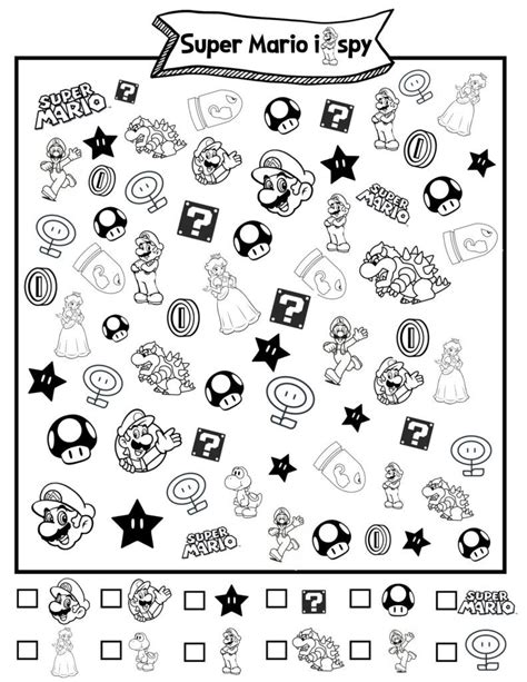 Super Mario I Spy Free Printable Game Super Mario Party Favors, Super ...