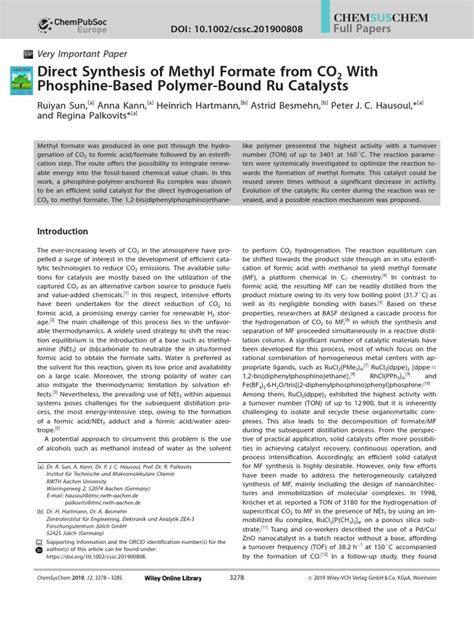 Direct Synthesis of Methyl Formate From CO2 - 1 ALUMN | PDF | Catalysis ...