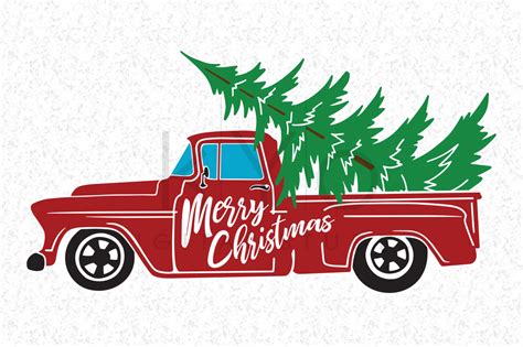 Red Truck Christmas Tree Svg