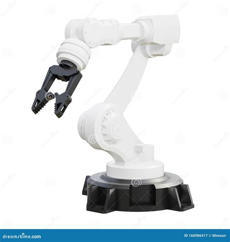 Robotic Arm On White Background. Mechanical Hand. Industrial Robot ...