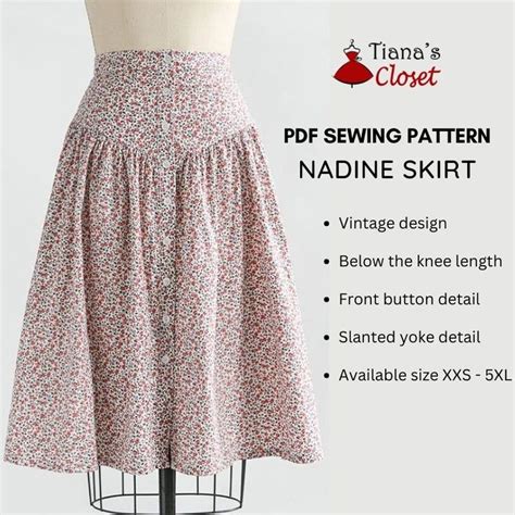 Nadine vintage style skirt – free PDF sewing pattern in 2024 | Skirt ...