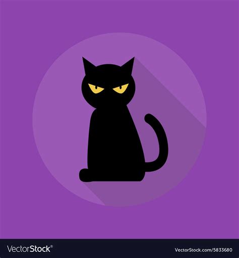 Halloween flat icon black cat Royalty Free Vector Image