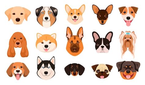 Premium Vector | A set of dog heads on a white background. Cartoon design.