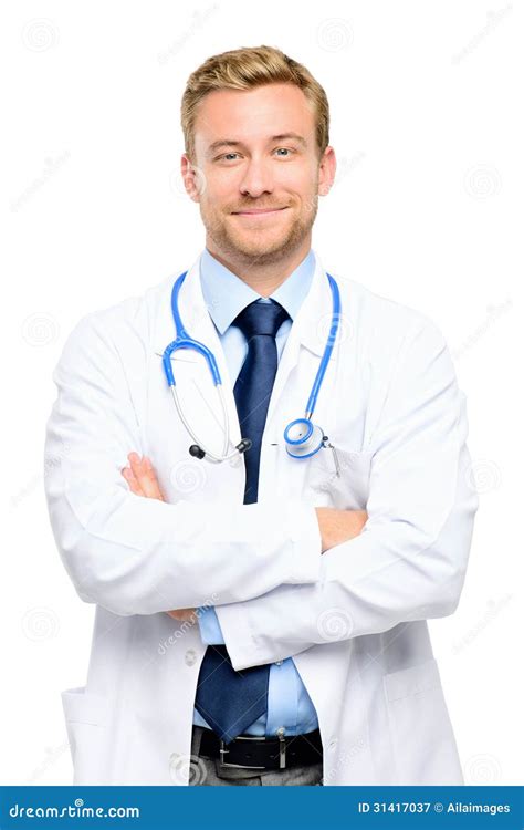 Portrait of Confident Young Doctor on White Background Stock Image ...