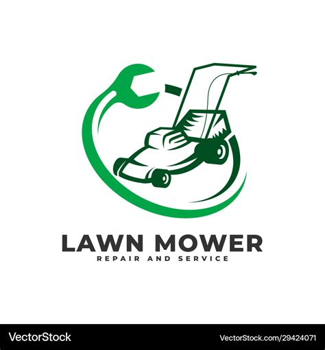 Lawn mower repair service maintenance logo Vector Image